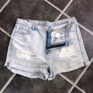 denim “mom” shorts